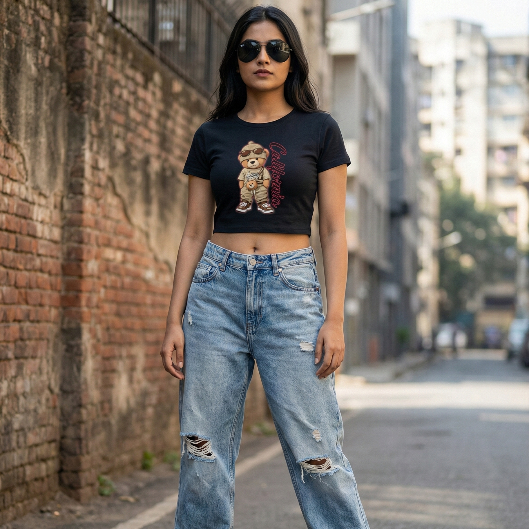 California Bear Graphic Baby Tee