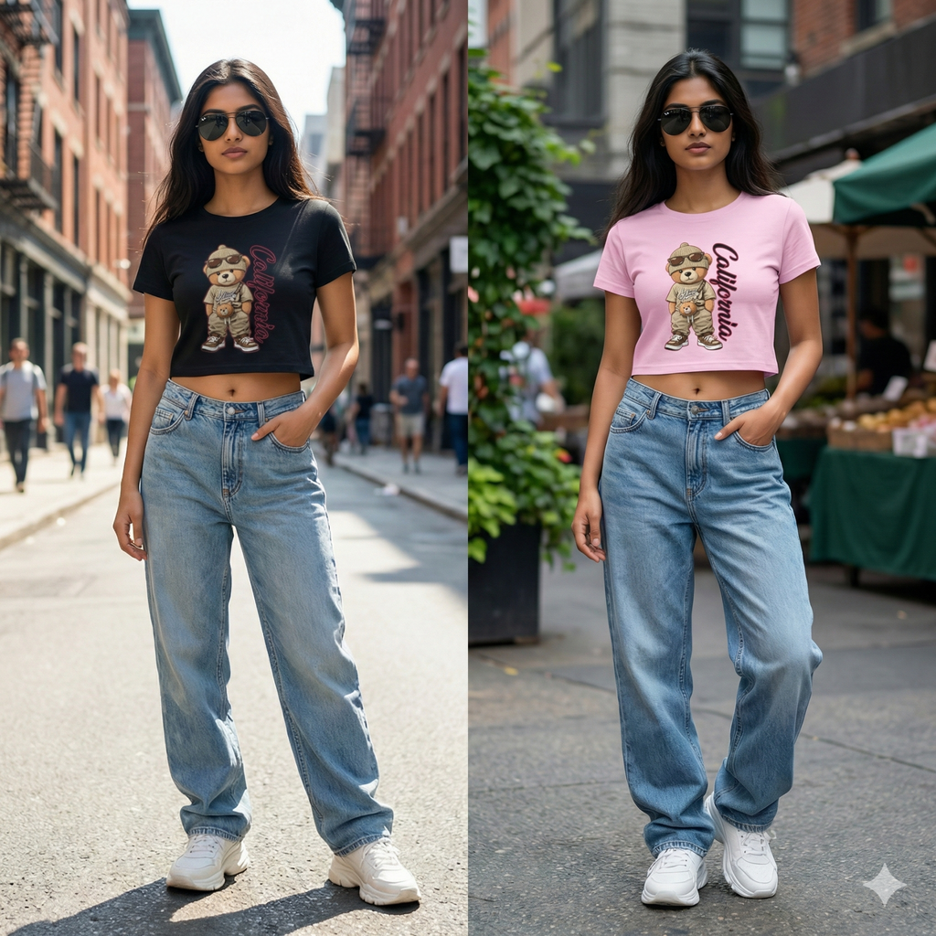 California Bear Graphic Baby Tee